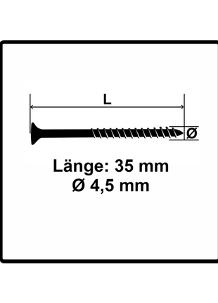 Fischer Power-Fast II FPF II Spanplattenschraube 4,5x35 mm 200 Stück ( 670266 ) Senkkopf mit Torx Teilgewinde galvanisch verzinkt, blau passiviert