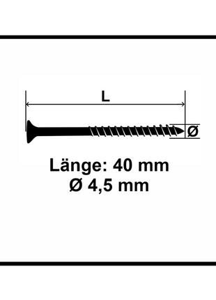 Fischer Power-Fast II FPF II Spanplattenschraube 4,5x40 mm 200 Stück ( 670268 ) Senkkopf mit Torx Teilgewinde galvanisch verzinkt, blau passiviert