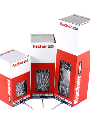 Fischer Power-Fast II FPF II Spanplattenschraube 4,5x45 mm 200 Stück ( 670270 ) Senkkopf mit Torx Teilgewinde galvanisch verzinkt, blau passiviert