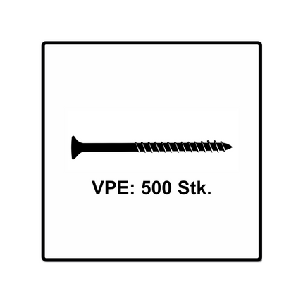 Fischer Power-Fast II FPF II Vis à bois aggloméré 4,5x45mm,Tête fraisée, Torx, Filetage partiel, Zingué blanc, Passivé bleu, 500pcs. (670271)