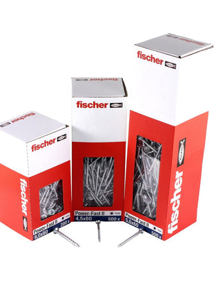 Fischer Power-Fast II FPF II tornillos para aglomerado 4,5x80 mm 500 piezas (670280) cabeza avellanada con rosca parcial Torx, galvanizado, pasivado azul