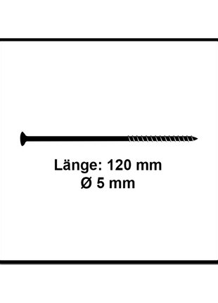 Fischer Power-Fast II FPF II Spanplattenschraube 5,0x120 mm 50 Stück ( 670674 ) Senkkopf mit Torx Teilgewinde galvanisch verzinkt, blau passiviert - Toolbrothers