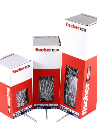 Fischer Power-Fast II FPF II Spanplattenschraube 5,0x120 mm 50 Stück ( 670674 ) Senkkopf mit Torx Teilgewinde galvanisch verzinkt, blau passiviert - Toolbrothers