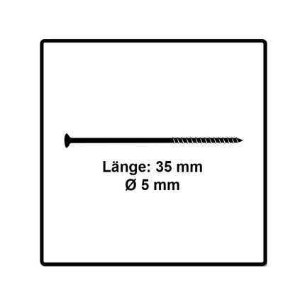 Fischer Power-Fast II FPF II Vis à bois aggloméré 5,0x35mm, 200 pcs. Tête fraisée avec empreinte Torx, filetage partiel, zingué et passivé bleu (670370)