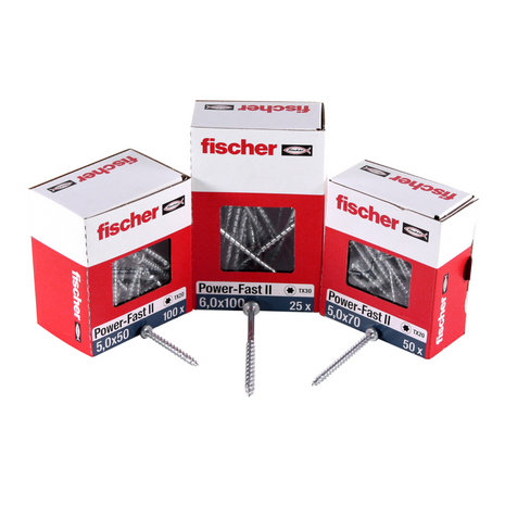 Fischer Power-Fast II FPF II Spanplattenschraube 5,0x35 mm 500 Stück ( 670371 ) Senkkopf mit Torx Teilgewinde galvanisch verzinkt, blau passiviert