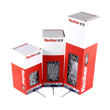 Fischer Power-Fast II FPF II Vis à bois aggloméré 5,0x40mm, 200 pcs. Tête fraisée avec empreinte Torx, filetage partiel, zingué et passivé bleu (670372)