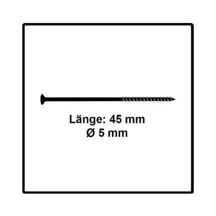 Fischer Power-Fast II FPF II Vis à bois aggloméré 5,0x45mm, 200 pcs. Tête fraisée avec empreinte Torx, filetage partiel, zingué et passivé bleu (670374)