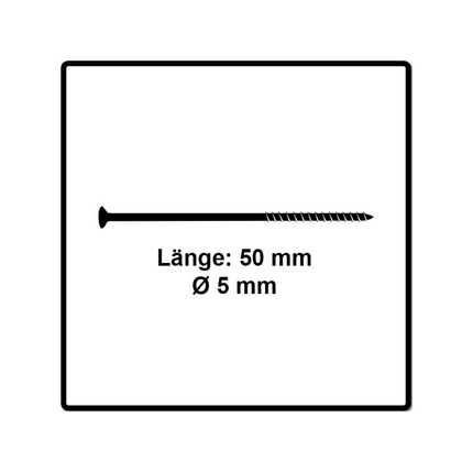 Fischer Power-Fast II FPF II Vis à bois aggloméré 5,0x50mm, 200 pcs. Tête fraisée avec empreinte Torx, filetage partiel, zingué et passivé bleu (670376)