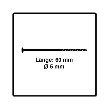 Fischer Power-Fast II FPF II Vis à bois aggloméré 5,0x60mm, Tête fraisée, Filetage partiel, Empreinte Torx, Zingué blanc, Passivée bleue, 100 pcs. (670378)
