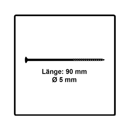 Fischer Vis pour panneaux de particules  Power-Fast II FPF II 5.0x90 mm - 200 pièces (670385) tête fraisée + Filetage partiel Torx, galvanisée, passivée bleue