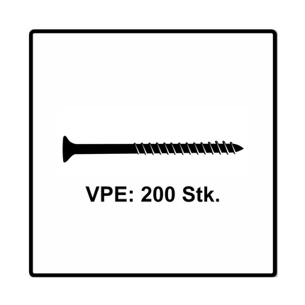 Fischer Vis pour panneaux de particules  Power-Fast II FPF II 5.0x90 mm - 200 pièces (670385) tête fraisée + Filetage partiel Torx, galvanisée, passivée bleue