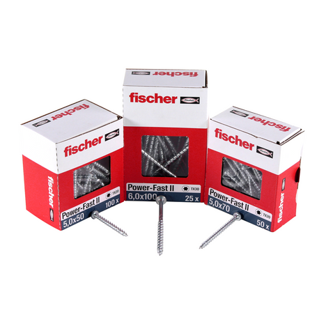 Fischer Power-Fast II FPF II tornillo para aglomerado 6,0x100 mm 100 piezas (670457) cabeza avellanada con rosca parcial Torx, galvanizado, pasivado azul