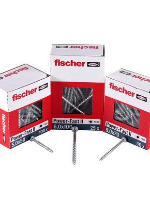 Fischer Power-Fast II FPF II Spanplattenschraube 6,0x110 mm 50 Stück ( 670689 ) Senkkopf mit Torx Teilgewinde galvanisch verzinkt, blau passiviert