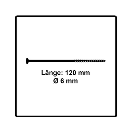 Fischer Power-Fast II FPF II Vis à bois aggloméré 6,0x120mm, Tête fraisée, Empreinte Torx, filetage total, Zingué blanc et passivé bleu - 100 pcs. (670460)