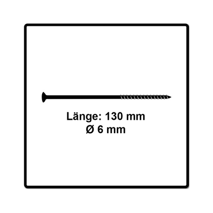 Fischer Power-Fast II FPF II Vis à bois aggloméré 6,0x130mm, Tête fraisée, Empreinte Torx ,Filetage partiel, Zingué blanc, Bleu passivé - 100 pcs. (670461)