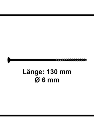 Fischer Power-Fast II FPF II Spanplattenschraube 6,0x130 mm 50 Stück ( 670691 ) Senkkopf mit Torx Teilgewinde galvanisch verzinkt, blau passiviert