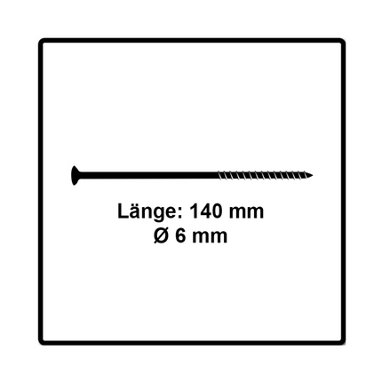 Fischer Power-Fast II FPF II Vis à bois aggloméré 6,0x140mm, Tête fraisée, Empreinte Torx ,Filetage partiel, Zingué blanc, Bleu passivé - 50 pcs. (670692)