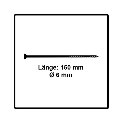 Fischer Power-Fast II FPF II Vis à bois aggloméré 6,0x150mm, Tête fraisée, Empreinte Torx ,Filetage partiel, Zingué blanc, Bleu passivé - 50 pcs. (670693)