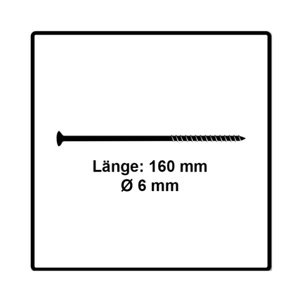 Fischer Power-Fast II FPF II Vis à bois aggloméré 6,0x160mm, Tête fraisée, Empreinte Torx ,Filetage partiel, Zingué blanc, Bleu passivé - 100 pcs. (670464)