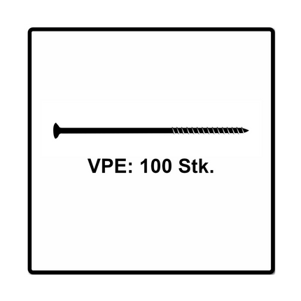 Fischer Power-Fast II FPF II Vis à bois aggloméré 6,0x160mm, Tête fraisée, Empreinte Torx ,Filetage partiel, Zingué blanc, Bleu passivé - 100 pcs. (670464)