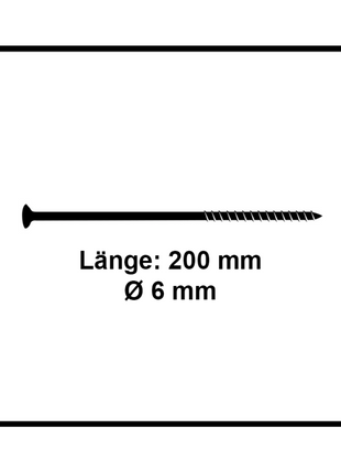 Fischer Power-Fast II FPF II Vis à bois aggloméré 6,0x200 mm, 50 pcs., tête fraisée, empreinte Torx, filetage partiel, zingué et passivé bleu ( 670696 )