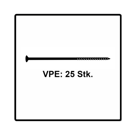 Fischer Power-Fast II FPF II Vis à bois aggloméré 6,0x240 mm, 25 pcs., tête fraisée, empreinte Torx, filetage partiel, zingué et passivé bleu  ( 670468 )
