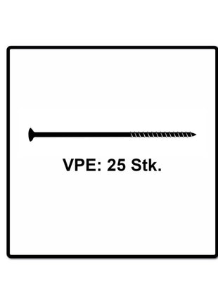 Fischer Power-Fast II FPF II Vis à bois aggloméré 6,0x260 mm,  25 pcs., tête fraisée, empreinte Torx, filetage partiel, zingué et passivé bleu ( 670470 )