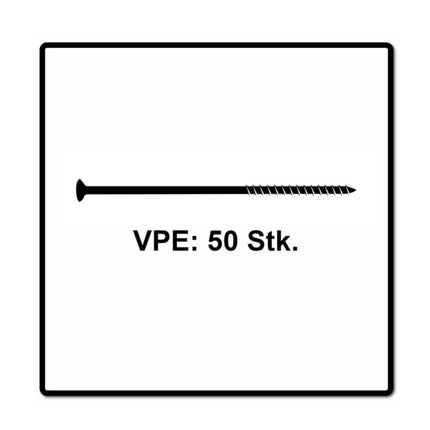 Fischer Power-Fast II FPF II Vis à bois aggloméré 6,0x300 mm, Tête fraisée avec étoile intérieure TX - Filetage partiel galvanisé - Bleu passivé, 50 pcs. ( 670475 )