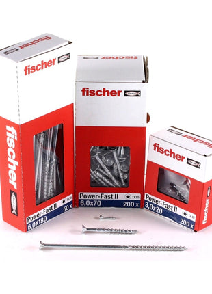 Fischer Power-Fast II FPF II Spanplattenschraube 6,0x40 mm 200 Stück ( 670476 ) Senkkopf mit Torx Teilgewinde galvanisch verzinkt, blau passiviert