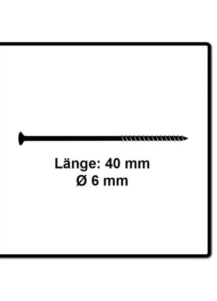 Fischer Power-Fast II FPF II Vis à bois aggloméré 6,0 x 40 mm, 200 pcs. Tête fraisée avec Torx, filetage partiel zingué, bleu passivé (670476)