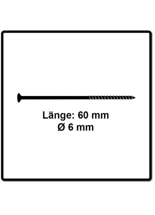 Fischer Vis pour panneaux de particules Power-Fast II FPF II 6.0x60 mm - 100 pièces (670481) tête fraisée + Filetage partiel Torx, galvanisée, passivée bleue