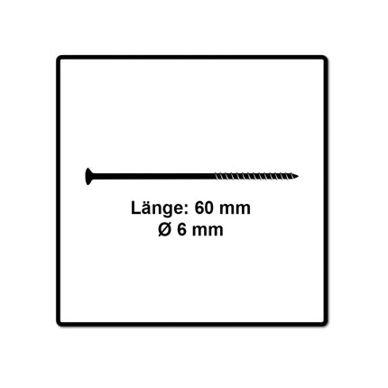 Fischer Vis pour panneaux de particules Power-Fast II FPF II 6.0x60 mm - 100 pièces (670481) tête fraisée + Filetage partiel Torx, galvanisée, passivée bleue