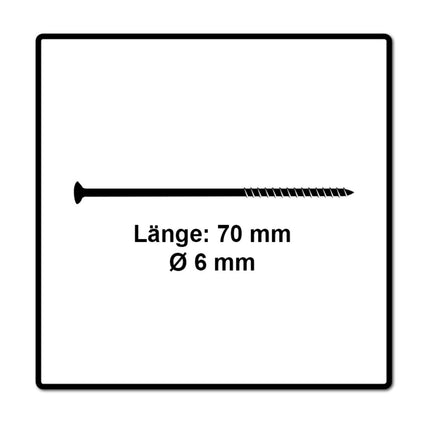Fischer Vis pour panneaux de particules Power-Fast II FPF II 6.0x70 mm - 100 pièces (670483) tête fraisée + Filetage partiel Torx, galvanisée, passivée bleue