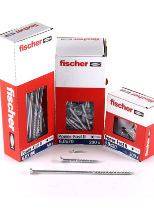 Fischer Vis pour panneaux de particules Power-Fast II FPF II 6.0x80 mm - 100 pièces (670485) tête fraisée + Filetage partiel Torx, galvanisée, passivée bleue