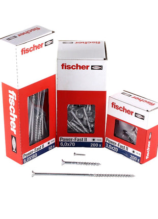 Fischer Vis pour panneaux de particules Power-Fast II FPF II 6.0x80 mm - 200 pièces (670486) tête fraisée + Filetage partiel Torx, galvanisée, passivée bleue