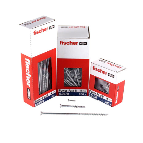 Fischer Vis pour panneaux de particules Power-Fast II FPF II 6.0x90 mm - 100 pièces (670487) tête fraisée + Filetage partiel Torx, galvanisée, passivée bleue