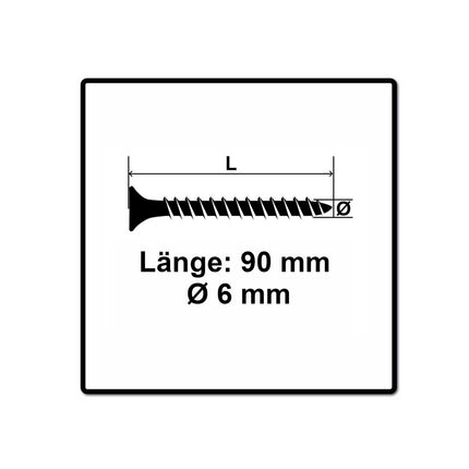 Fischer Vis pour panneaux de particules Power-Fast II FPF II 6.0x90 mm - 100 pièces (670487) tête fraisée + Filetage partiel Torx, galvanisée, passivée bleue
