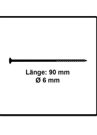 Fischer Power-Fast II FPF II Spanplattenschraube 6,0x90 mm 200 Stück ( 670647 ) Senkkopf mit Torx Teilgewinde galvanisch verzinkt, blau passiviert