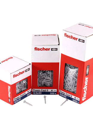 Fischer Power-Fast II FPF II Vis à bois aggloméré 3,0x12mm, Tête ronde, Torx , Filetage complet, Zingué blanc, Passivé bleu, 200pcs. (670056)