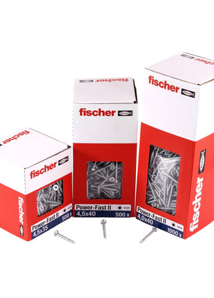 Fischer Power-Fast II FPF II Vis à bois aggloméré 3,0x16mm, Tête ronde, Torx, Filetage partiel, Zingué blanc, Passivé bleu, 200pcs. (670057)