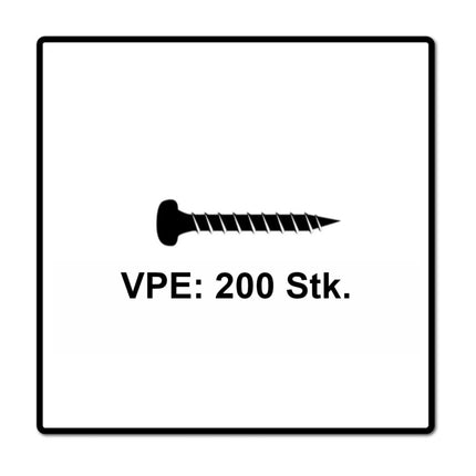 Fischer Power-Fast II FPF II Vis à bois aggloméré 3,0x20mm,Tête ronde, Torx , Filetage total, Zingué blanc, Passivé bleu, 200pcs. (670058)