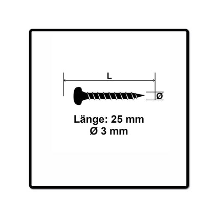 Fischer Power-Fast II FPF II Vis à bois aggloméré 3,0x25mm,Tête ronde, Torx , Filetage partiel, Zingué blanc, Passivé bleu, 200pcs. (670059)