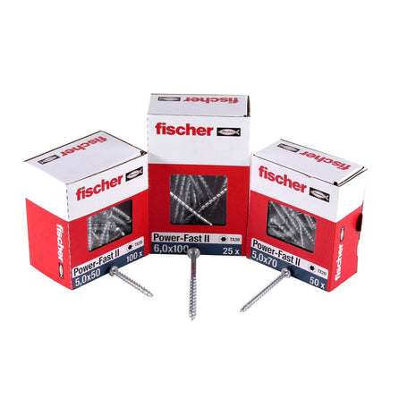 Fischer Power-Fast II FPF II Vis à bois aggloméré 3,0x30mm,Tête ronde, Torx , Filetage total, Zingué blanc, Passivé bleu, 200pcs. (670060)