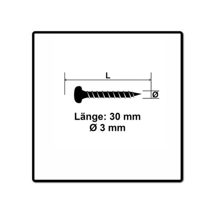 Fischer Power-Fast II FPF II Vis à bois aggloméré 3,0x30mm,Tête ronde, Torx , Filetage total, Zingué blanc, Passivé bleu, 200pcs. (670060)