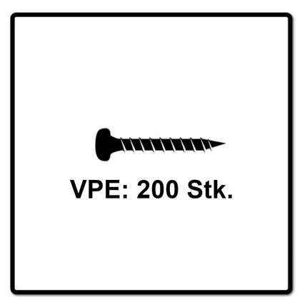 Fischer Power-Fast II FPF II Vis à bois aggloméré 3,5x16mm,Tête ronde, Torx , Filetage total, Zingué blanc, Passivé bleu, 200pcs. (670099)