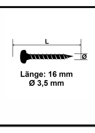 Fischer Power-Fast II FPF II Vis à bois aggloméré 3,5x16mm,Tête ronde, Torx , Filetage total, Zingué blanc, Passivé bleu, 200pcs. (670099)