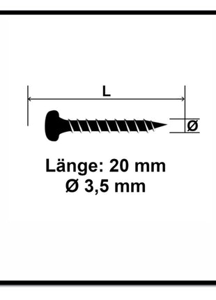 Fischer Power-Fast II FPF II Vis à bois aggloméré 3,5x20mm,Tête ronde, Torx, Filetage total, Zingué blanc, Passivé bleu, 200pcs. (670100)