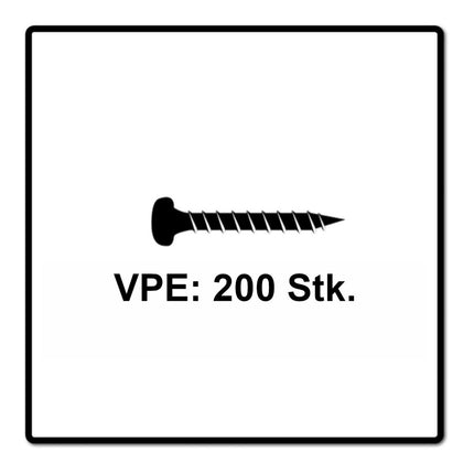 Fischer Power-Fast II FPF II Vis à bois aggloméré 4,0x15mm,Tête ronde, Torx, Filetage total, Zingué blanc, Passivé bleu, 200pcs. (670233)