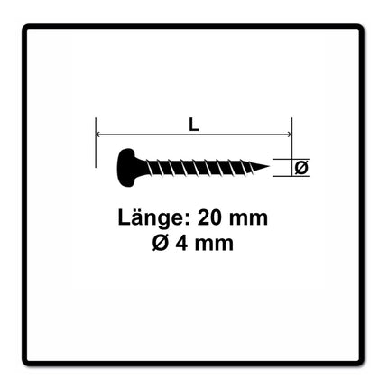 Fischer Power-Fast II FPF II Vis à bois aggloméré 4,0x20mm,Tête ronde, Torx, Filetage total, Zingué blanc, Passivé bleu, 200pcs. (670235)