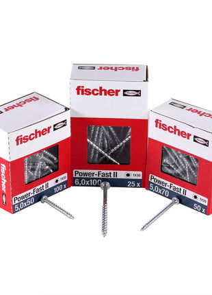 Fischer Power-Fast II FPF II Vis à bois aggloméré 4,0x30mm,Tête ronde, Torx, Filetage total, Zingué blanc, Passivé bleu, 200pcs. (670237)